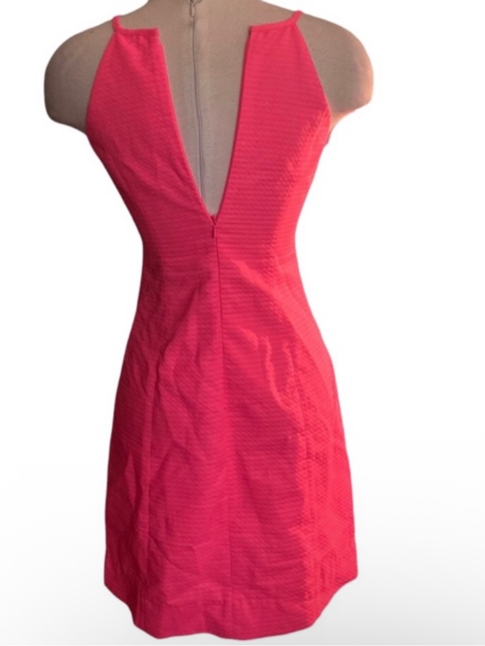 Sleeveless Pink Crochet-Trim Bodycon Dress - Picture 3 of 7